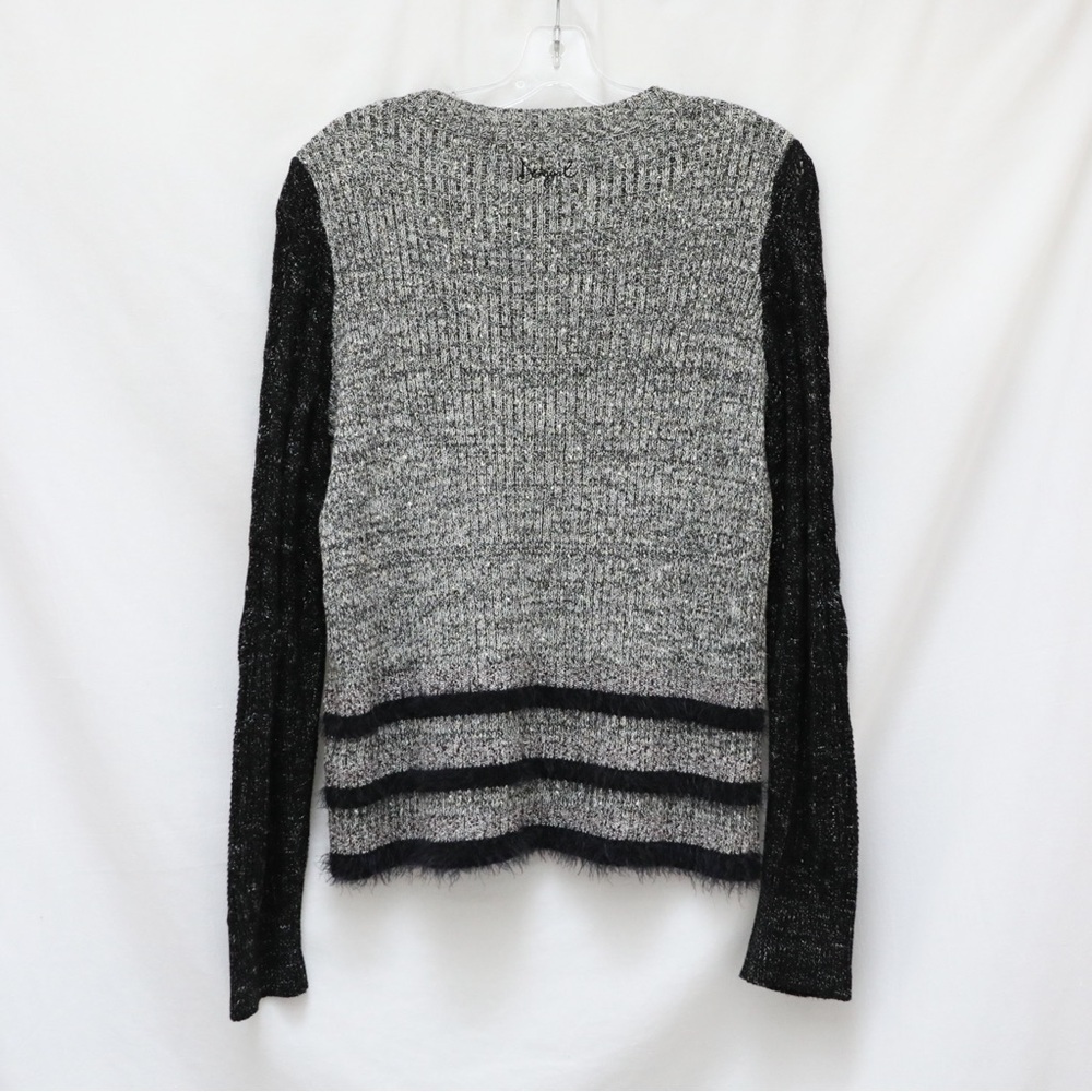 Desigual Nordic sweater embroidered knit heathered grey black XL cottage winter - Picture 4 of 10